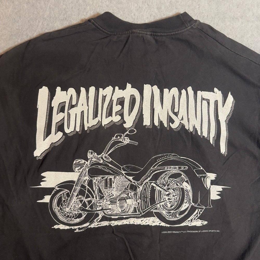 Vintage Harley Davidson Legalized Insanity Shirt XL Black Excellent Fade 90s vtg